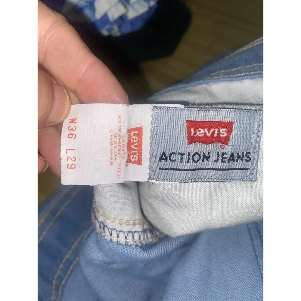 Vintage Levi’s Action Jeans 36x29 Fits 34 Or 35 USA Made Blue Denim 100% Cotton